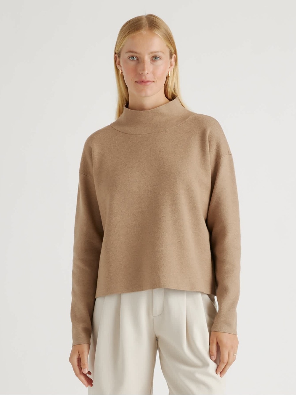 Quince Eco-Knit Milano Stitch Mock Neck Pullover